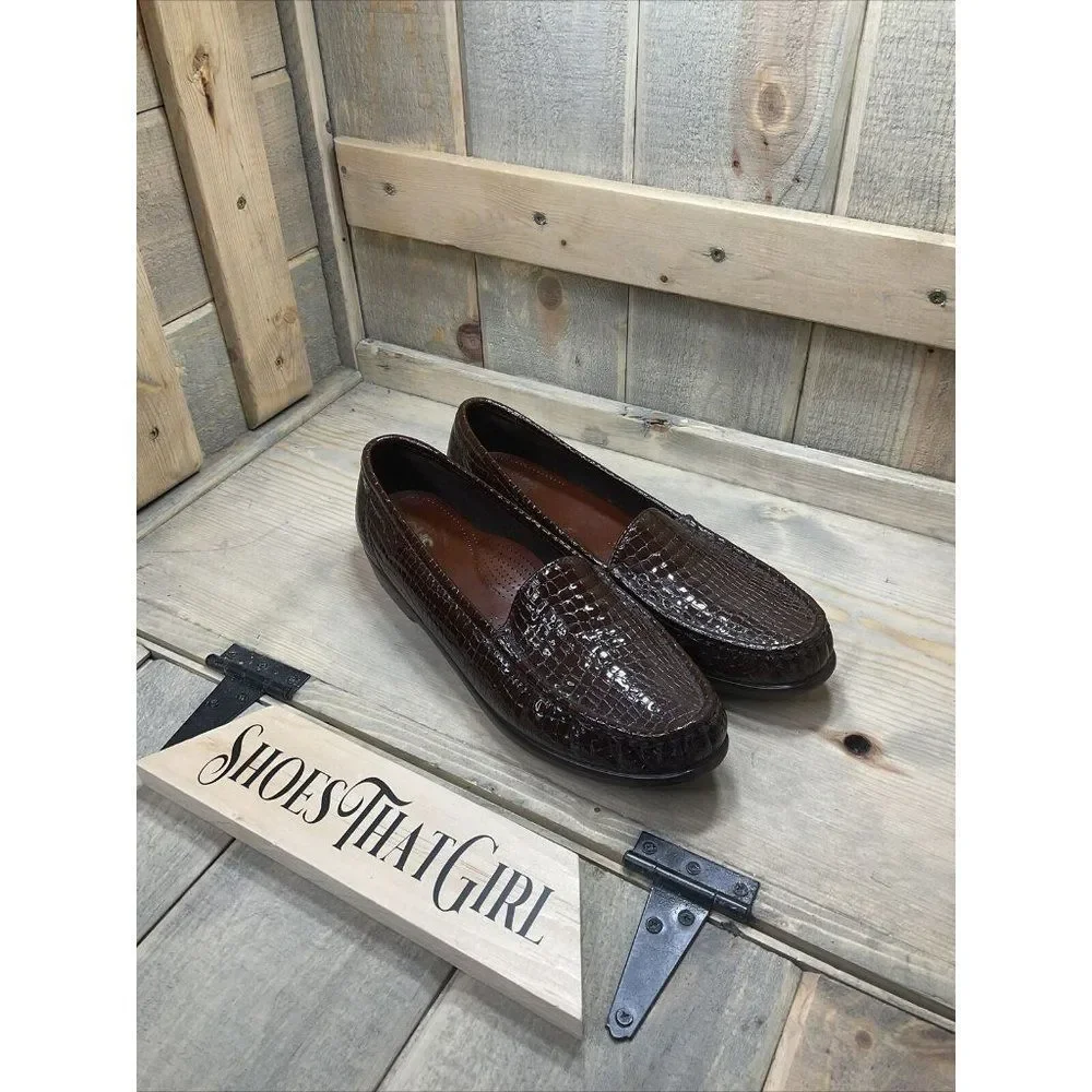 Sas Tripad Comfort Foot Bed Simplify Brown Croc Loafer SlipOn Womens US11 Patent